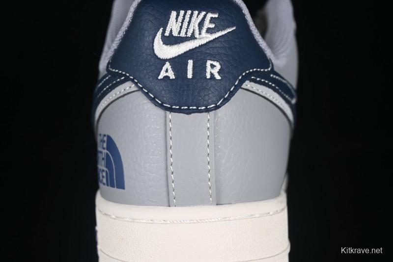 Nike Air Force 1 '07 Low The North Face Collaboration Grey Blue Double Swoosh Casual Sneakers - XS1958-520