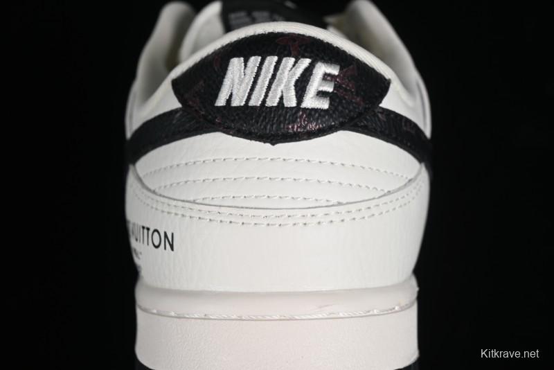 Nike Dunk Low LV Collaboration - Monogram Beige Black Hook SB Low Top Casual Skate Shoes - FC1688-189