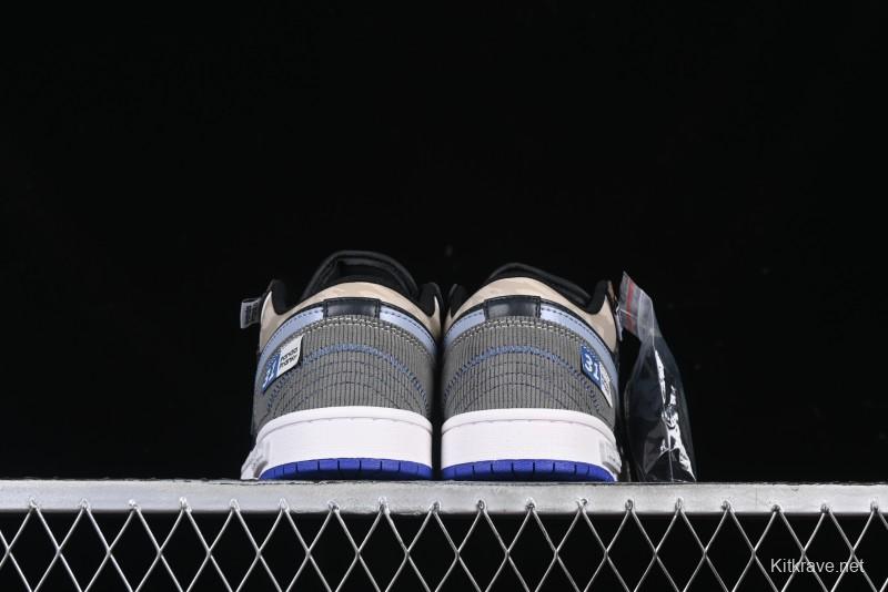 Nike Air Jordan 1 Low Retro Basketball Shoes with Panda Mischief Skyline Design - 553558-154