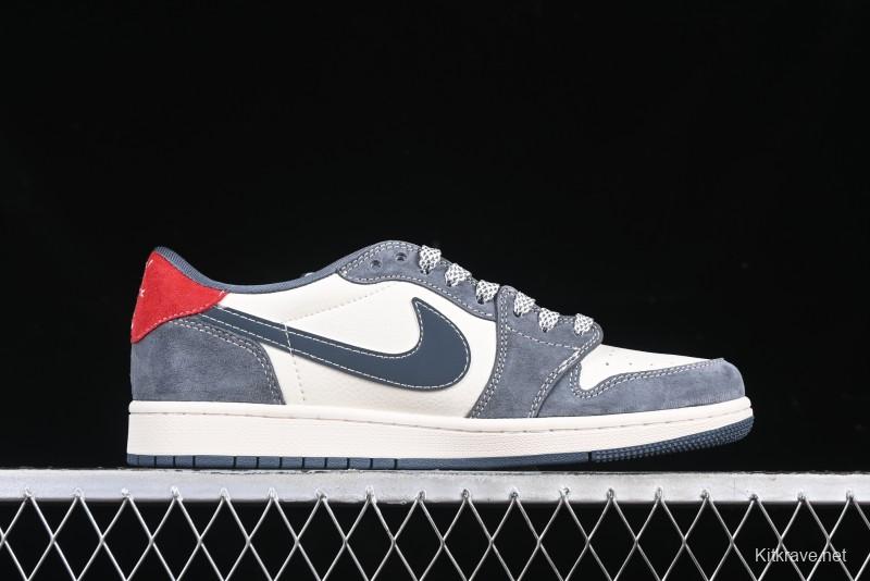 Nike Travis Scott x Fragment Design x Air Jordan 1 Low OG SP AJ1 CDG White Grey Low Top Casual Sneakers - DM9288-005