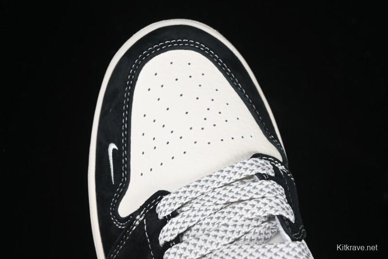 Nike Air Jordan 1 Low Retro Basketball Shoes Custom Stussy Black - FC1688-199