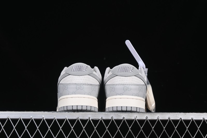 Nike SB Dunk Low Gucci Collaboration Dark Pattern Grey Swoosh Anniversary Custom Low-Top Casual Skate Shoes - DM6868-013