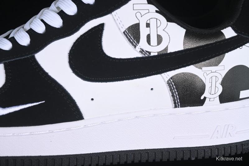 Nike Air Force 1 '07 Low Burberry Collaboration Black White Cow Print Casual Sneakers - DF0188-029
