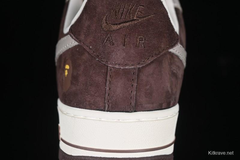 Nike Air Force 1 '07 Low BAPE Collaboration Grey Green Brown Low-Top Casual Sneakers - KK1988-039
