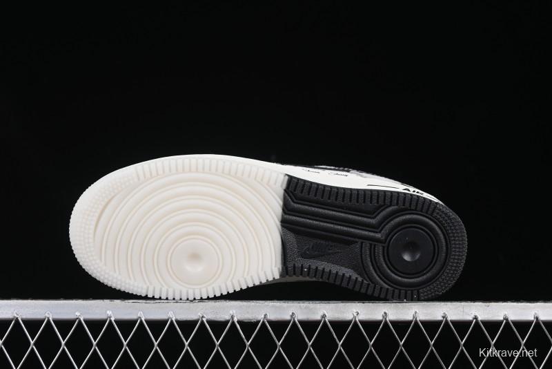 Nike Air Force 1 '07 Low Stussy Collaboration Black Leather Low-Top Casual Sneakers - CH6336-518