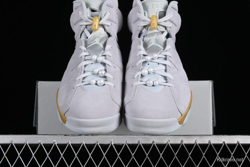 Nike Air Jordan 6 Retro Paris Olympics Sneakers with Metallic Gold Accents - DQ4914-074