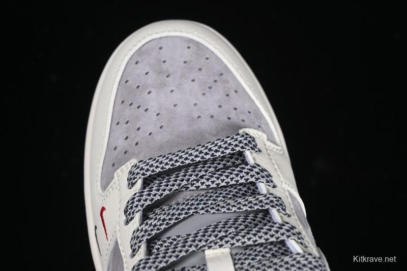 Nike SB Dunk Low Stussy Collaboration Beige Grey Print Grey Swoosh Anniversary Custom Low-Top Casual Skate Shoes - DM6868-009