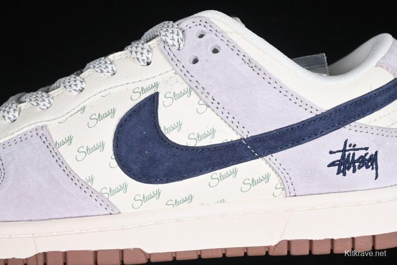 Nike SB Dunk Low Stussy Collaboration Blue Swoosh Gum Sole Anniversary Custom Low-Top Casual Sneakers - XS1086-012