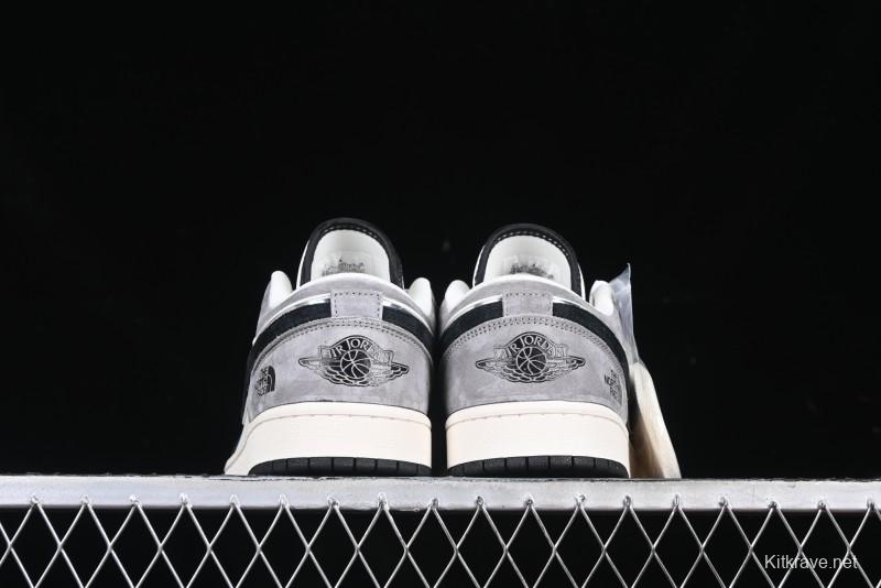 Nike Air Jordan 1 Low AJ1 The North Face Collaboration - Grey Black Toe Retro Basketball Shoes - XX3318-512