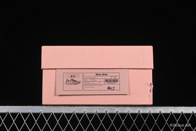 Miu Miu Suede Round Toe Lace-Up Women's Low-Top Casual Shoes - 99D4