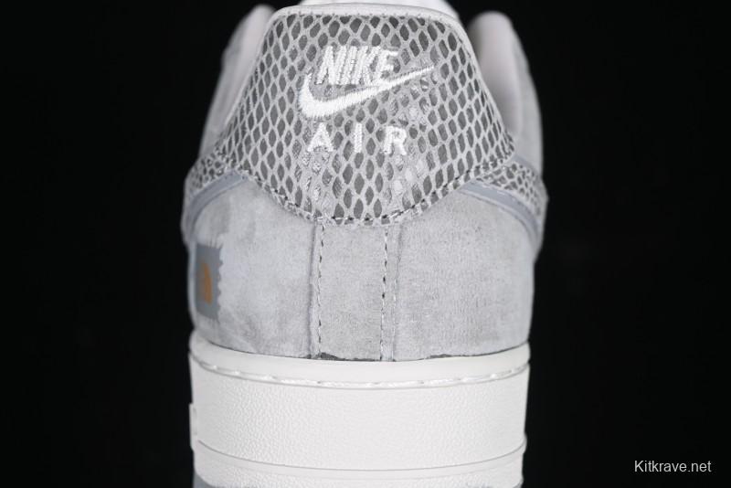Nike Air Force 1'07 Low The North Face Collaboration Pig Grey Snake Print Low-Top Casual Sneakers - DF0188-027