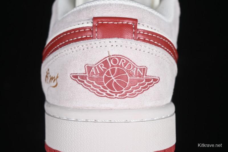 Nike Air Jordan 1 Low Retro Basketball Shoes Snake Year Limited Edition with Red Swoosh - XX3318-513
