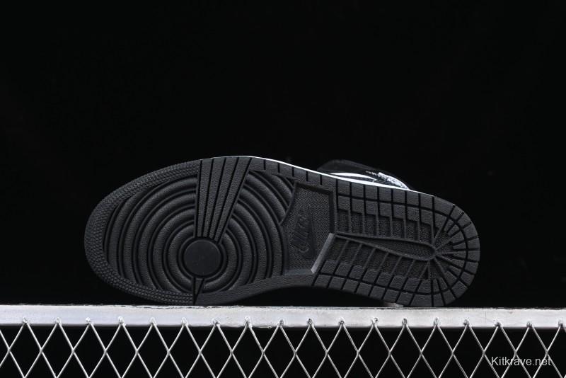 Nike Air Jordan 1 Mid AJ1 Basketball Shoes in Black White Gray - DQ8426-010