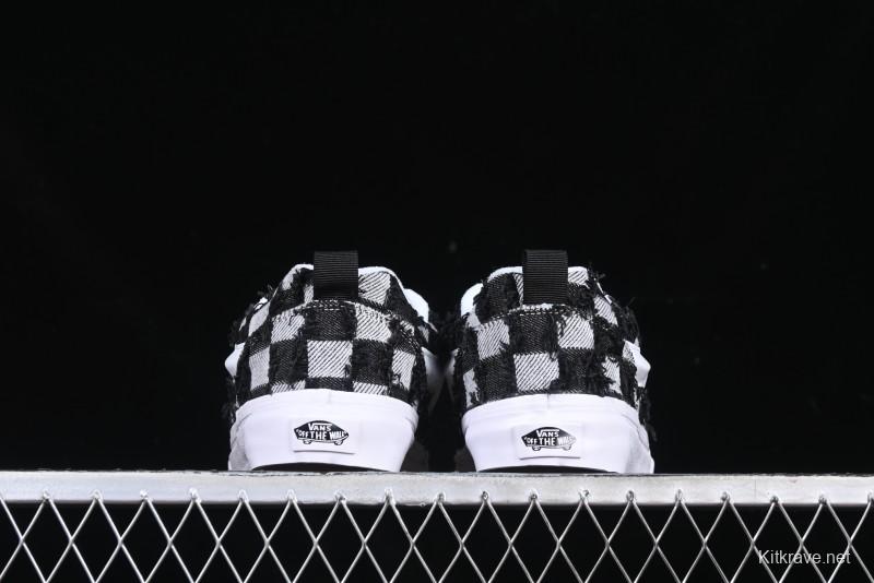 Vans Knu Skool Checkerboard Washed Denim Low-Top Casual Skate Shoes - VN000CS0239