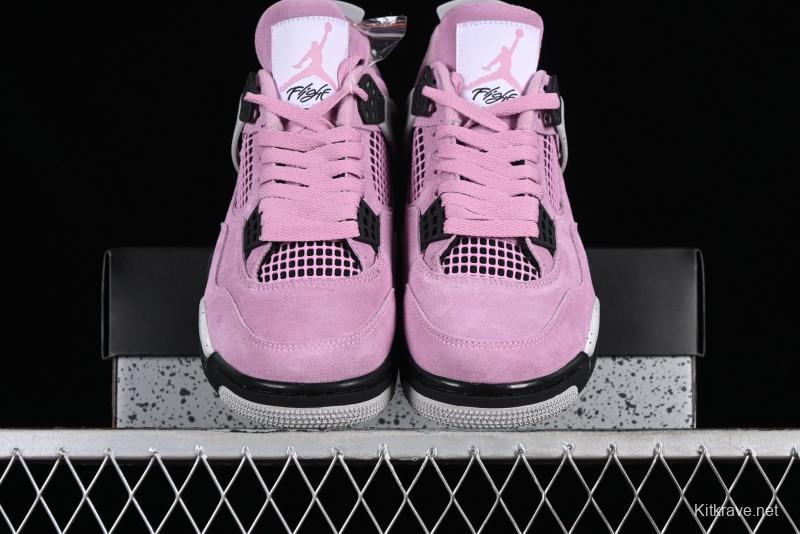 Nike Air Jordan 4 Retro "Orchid" Sneakers with Suede Upper and Cement Grey Accents - AQ9129-501