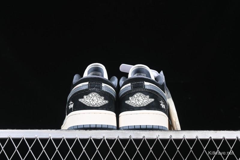 Nike Air Jordan 1 Low Stussy Collaboration - Grey Swoosh Retro Basketball Shoes - XX3318-503