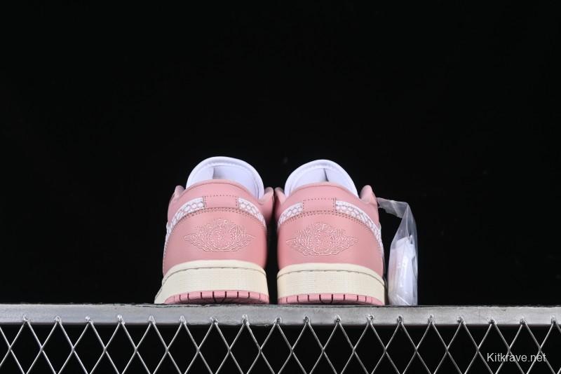Nike Air Jordan 1 Low AJ1 Custom White Pink Low-Top Casual Lifestyle Sneakers - DC0774-162