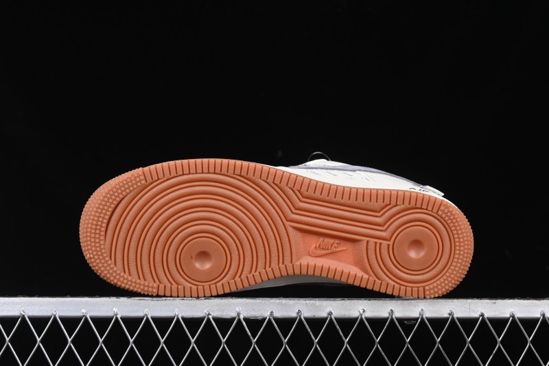 Nike Air Force 1 '07 Low Stussy Collaboration - Grey Swoosh Casual Sneakers - XZ6188-256