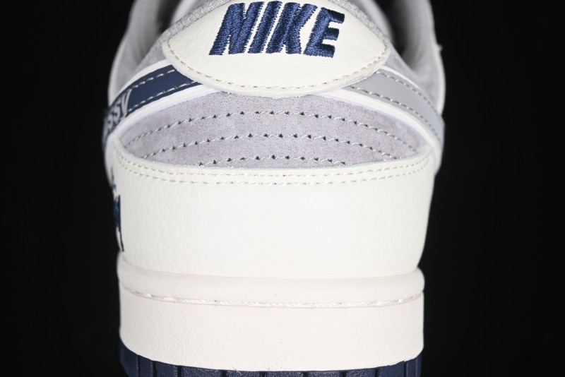 Nike SB Dunk Low Stussy Collaboration Beige Grey Print Grey Swoosh Anniversary Custom Low-Top Casual Skate Shoes - DM6868-009
