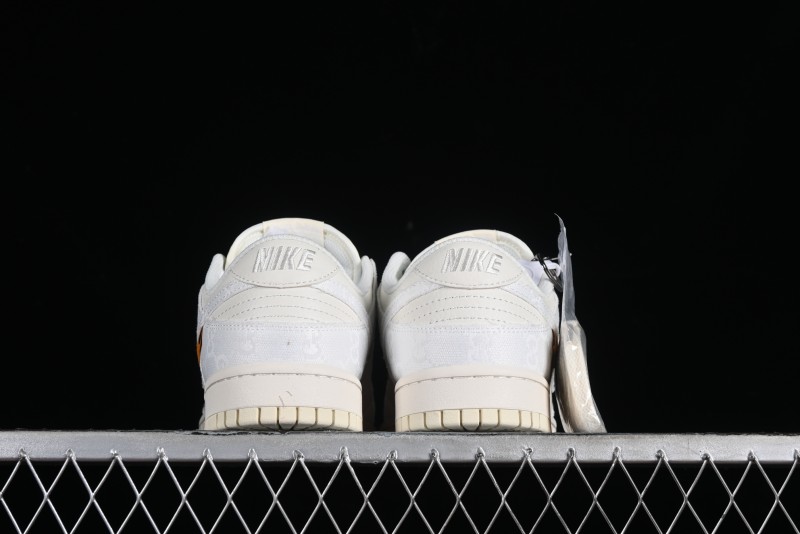 Nike SB Dunk Low Gucci Collaboration - Silver White Pattern Anniversary High-End Custom Low-Top Casual Sneakers BB9676-312
