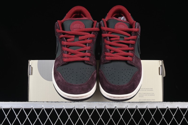 Nike SB Dunk Low "Dark Burgundy & Black" - Premium Suede Skate Shoes