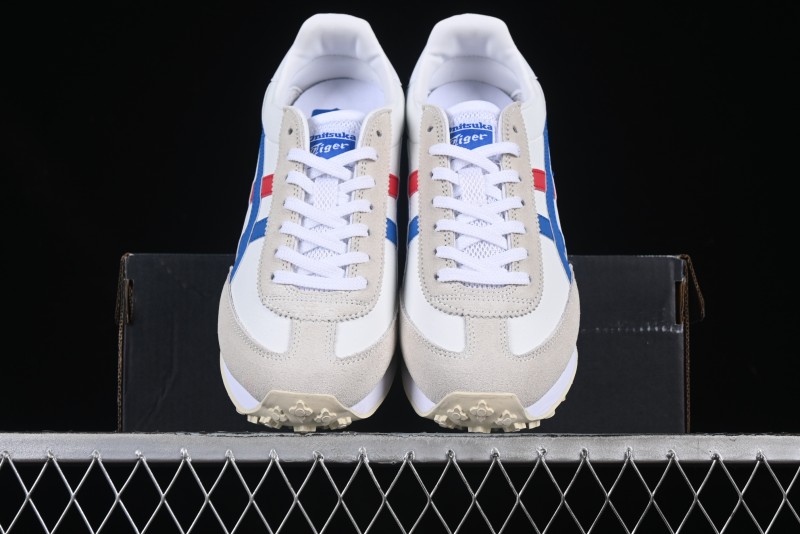 Onitsuka Tiger Vintage Runner Sneakers - White/Grey with Blue & Red Accents