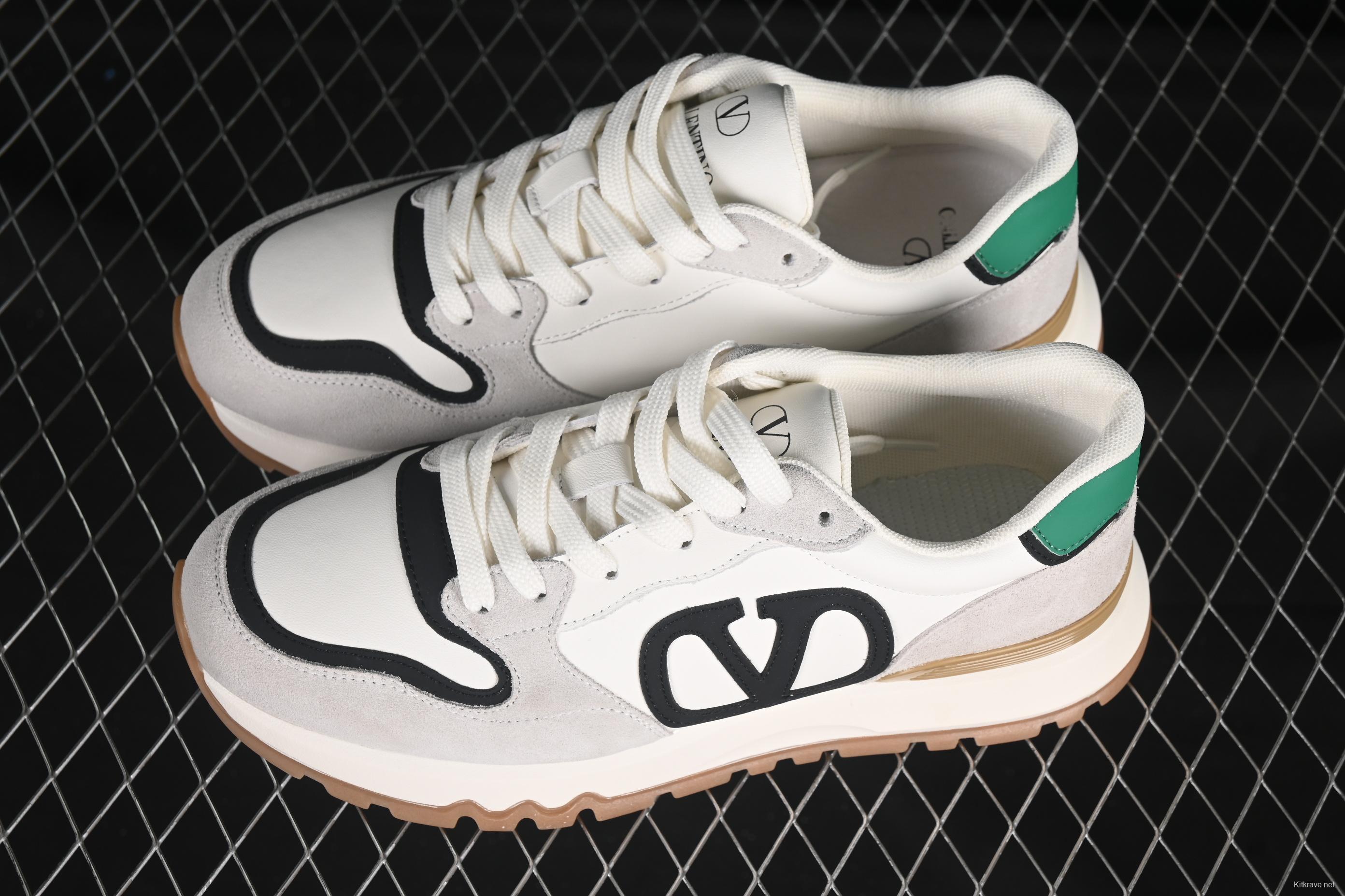 Valentino Punk Style Stitch Pattern Soft Lambskin Comfortable Lace-Up Low-Top Casual Running Shoes - MBH8