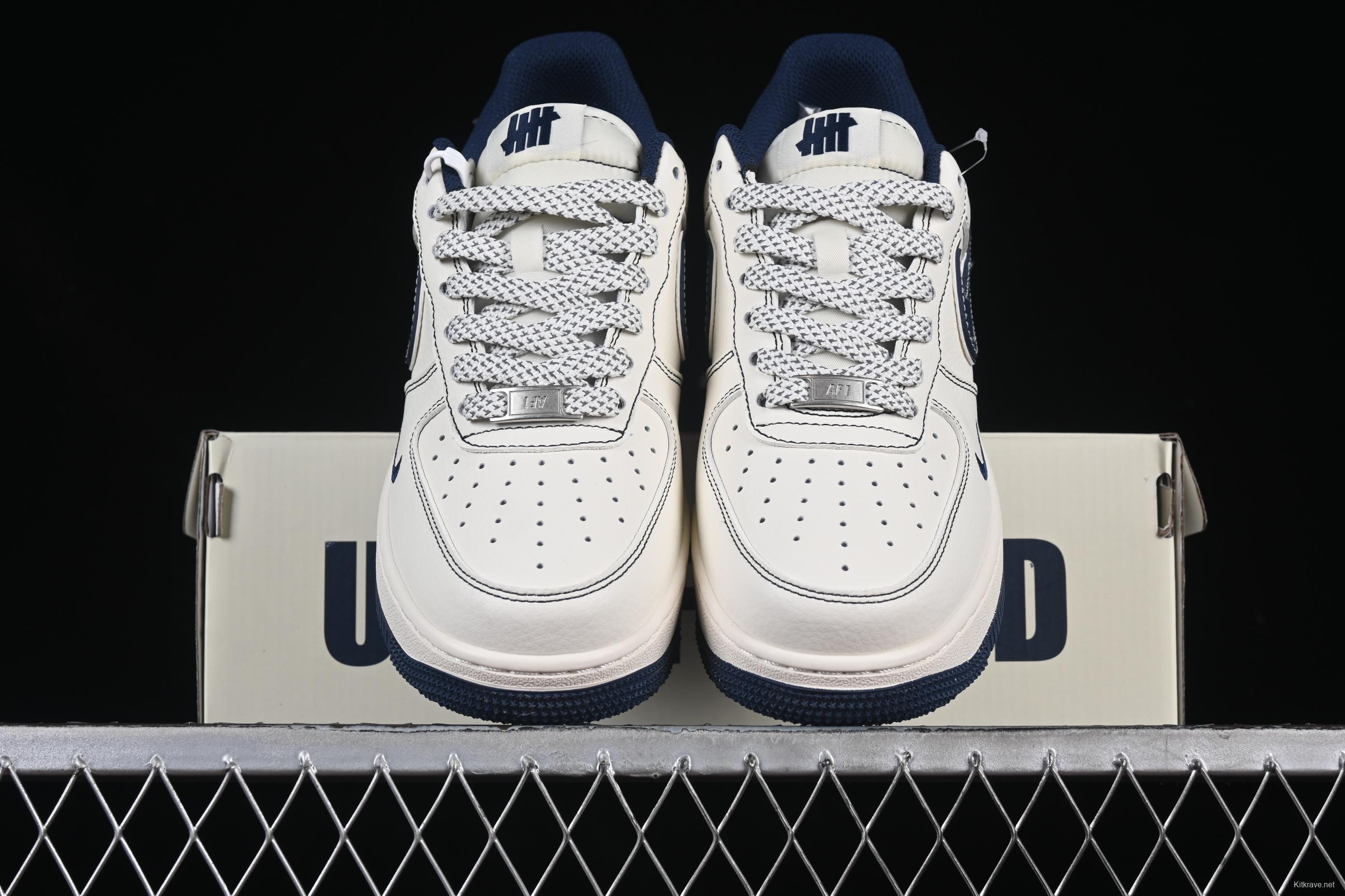 Nike Air Force 1 '07 Low UN Collaboration Navy Splatter Swoosh Casual Sneakers - XS1958-522