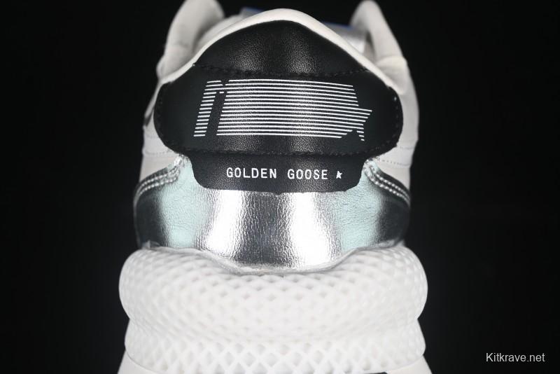 Golden Goose Marathon Comfortable Low-Top Lifestyle Sneakers in White Black Silver - H8D4
