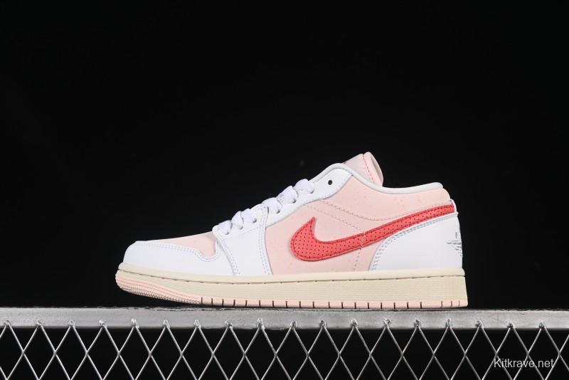 Nike Air Jordan 1 Low AJ1 White Pink Low-Top Casual Sneakers - IB8156-133