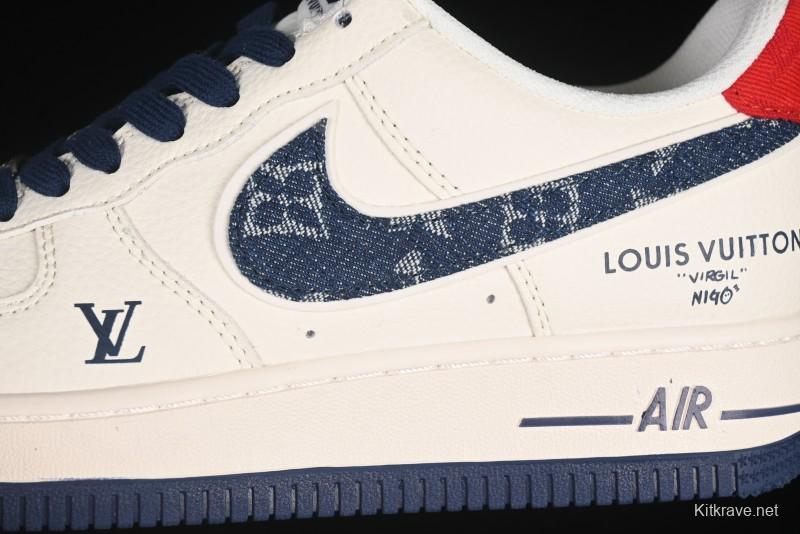 Nike Air Force 1'07 Low LV Collaboration Blue Denim Swoosh Casual Sneakers - XX3168-128