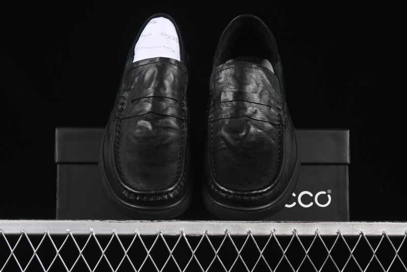 ECCO Soft Moc Summer Genuine Leather Breathable Slip-On Driving Shoes - 63516801001
