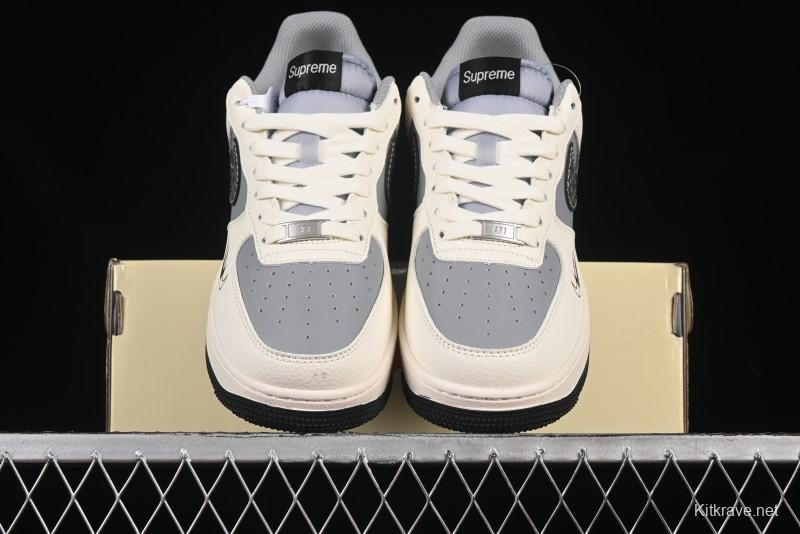 Nike Air Force 1 '07 Low Supreme Collaboration Beige Gray Building Blocks Casual Sneakers - XS1958-568