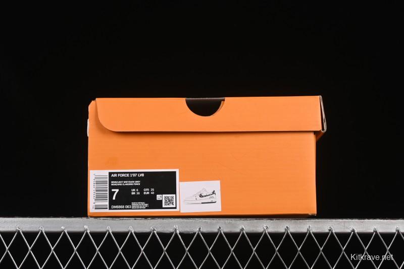 Nike Air Force 1 '07 Low LV Collaboration Two-Tone Grey Pattern Lace-Up Casual Sneakers - DM6868-063
