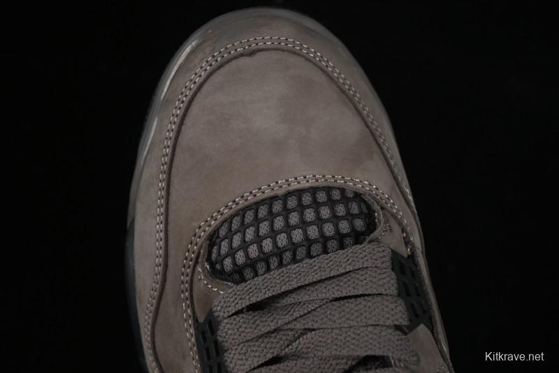Nike Air Jordan 4 Retro Sneakers in Cave Stone Brown with Black Mesh and TPU Details - FV5029-200