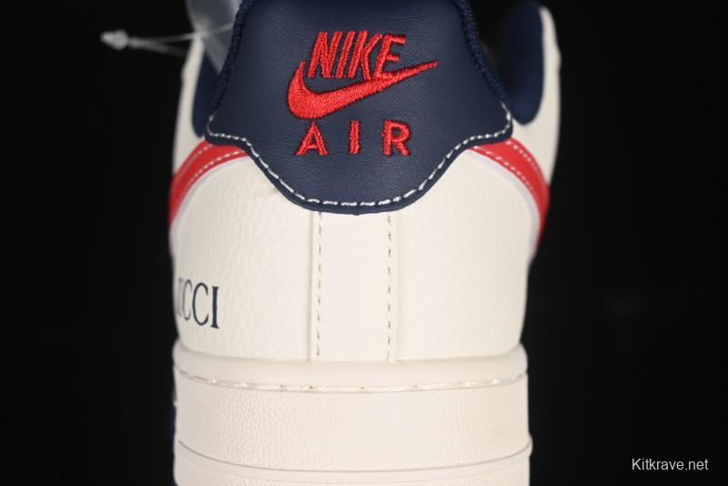 Nike Air Force 1'07 Low Gucci Collaboration Blue Red Swoosh Casual Sneakers - JJ2508-713