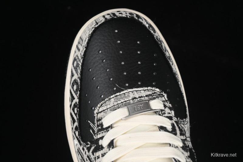 Nike Air Force 1 '07 Low Dior Collaboration Pattern Black White Swoosh Casual Sneakers - XS1958-581