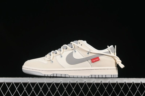 Nike SB Dunk Low Sup Anniversary Customized Low-Top Casual Skate Shoes with Strap and Grey Swoosh - DM6868-091