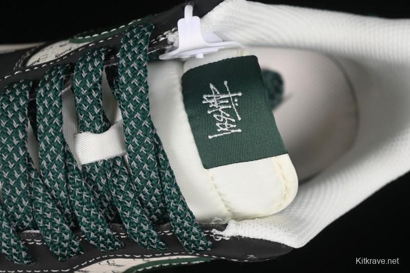 Nike Air Force 1 '07 Low Stussy Collaboration Black Green Swoosh Casual Sneakers - XS1958-572