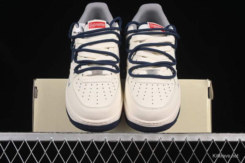 Nike Air Force 1 '07 Low Supreme Collaboration Two-Tone Blue Grey Lace-Up Casual Sneakers - DM6868-068