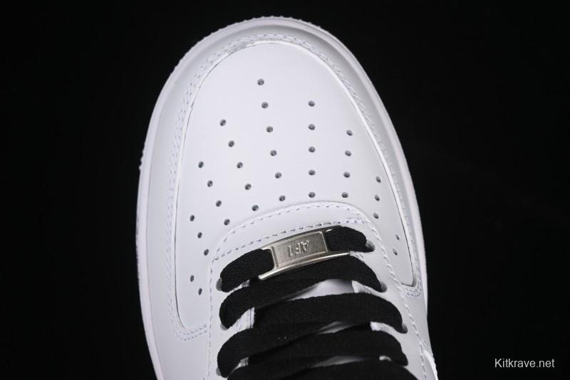 Nike Air Force 1 '07 Low Casual Sneakers in White-Black Gradient with Full-Length Air Cushion - ZH0316-078