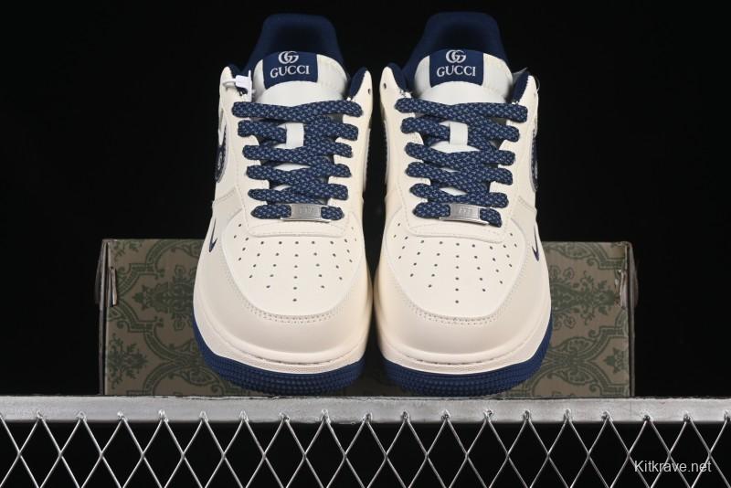 Nike Air Force 1'07 Low Gucci Collaboration Blue Red Swoosh Casual Sneakers - JJ2508-713