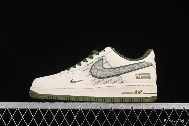 Nike Air Force 1 '07 Low Supreme Collaboration Military Green Multi Swoosh Casual Sneakers - XX3168-148