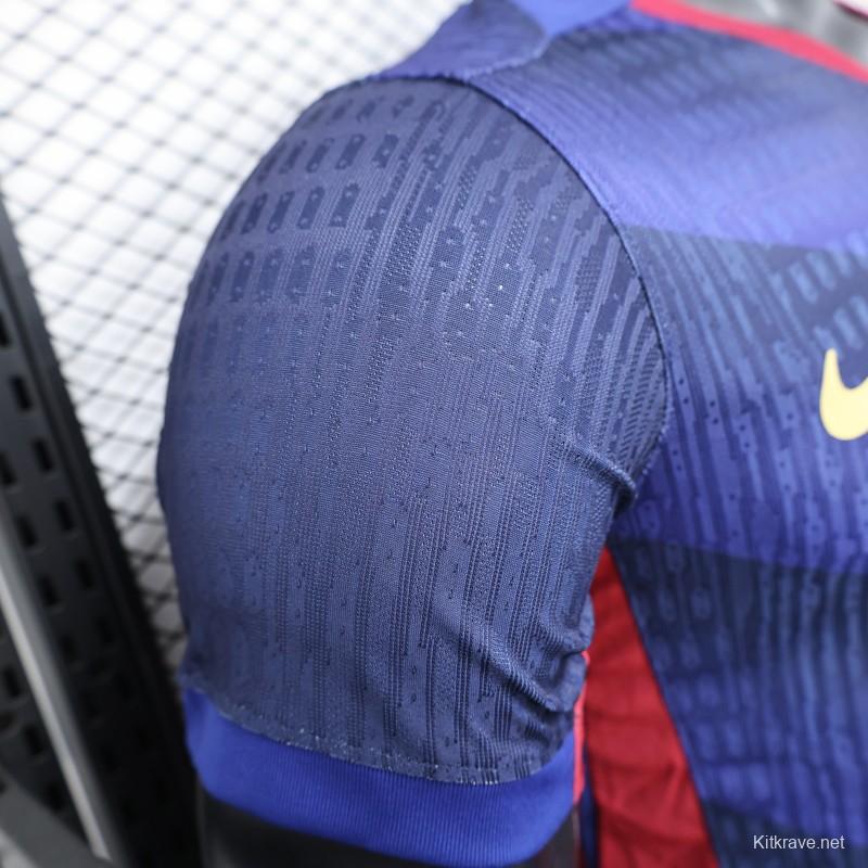 Player Version 25/26 FC Barcelona Blue with Red Diagonal Stripes Jersey