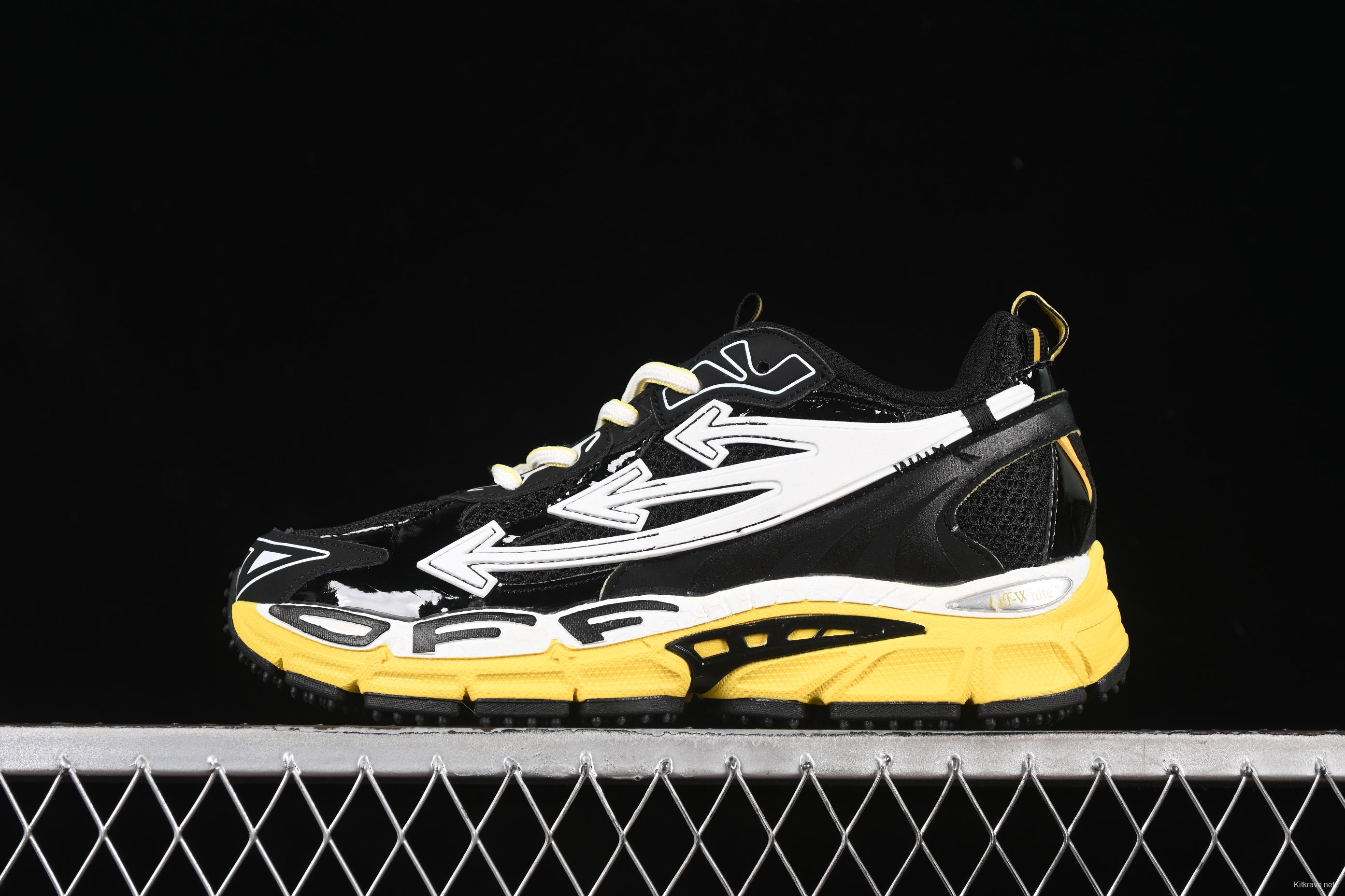 Off-White Be Right Low-Top Lifestyle Sneakers in Black & Yellow - C.D4
