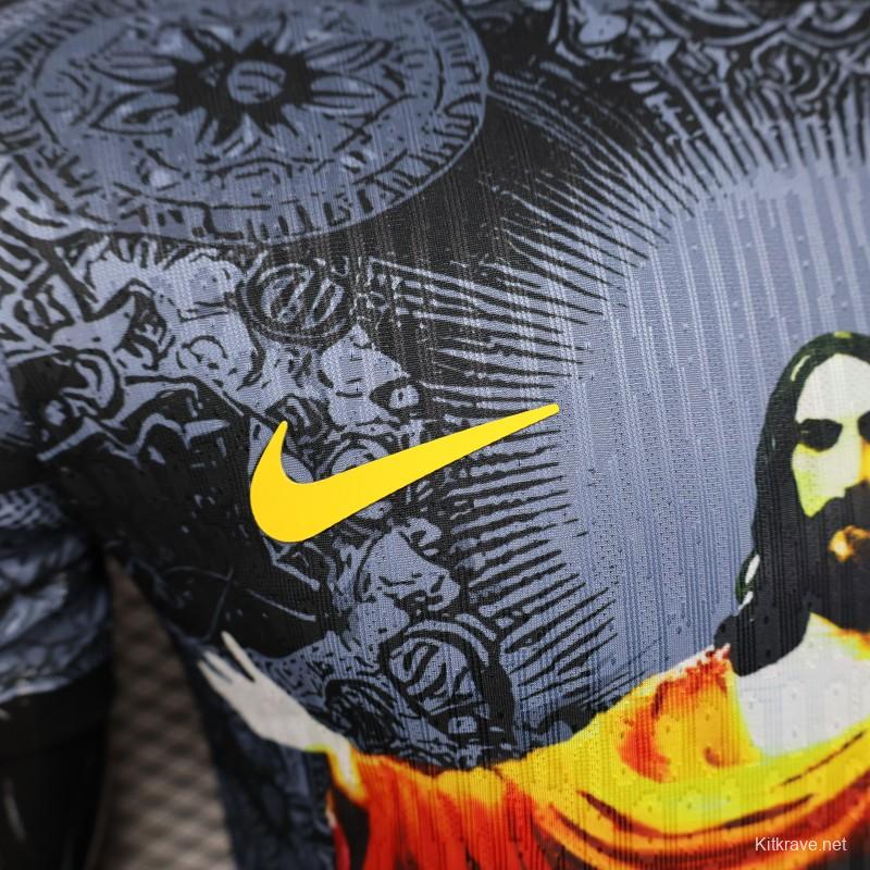 2025 Brazil National Team Special Edition Religious Concept Jersey - Christ the Redeemer Design - Dark Blue