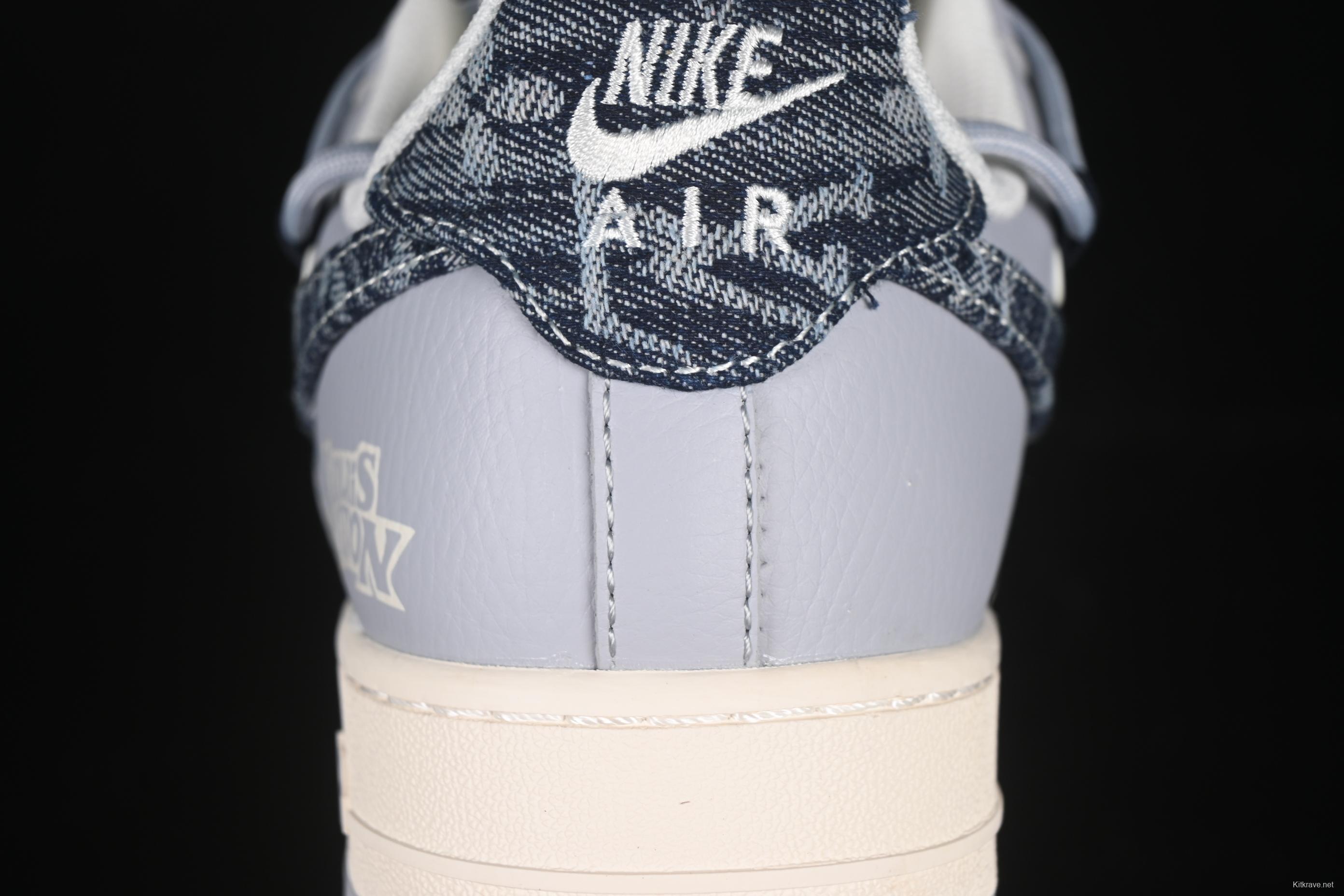 Nike Air Force 1'07 Low LV Collaboration Grey Blue Canvas Lace-Up Casual Sneakers - DM6868-099