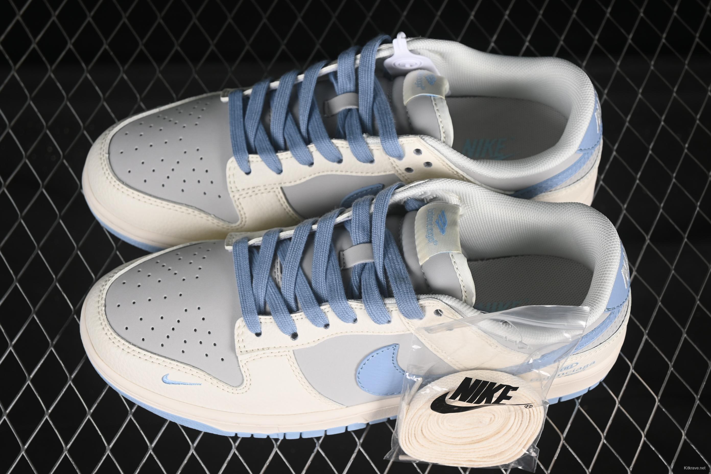 Nike SB Dunk Low Balenciaga Collaboration Light Blue Swoosh Anniversary Customized Low-Top Casual Skate Shoes - ZH2598-273