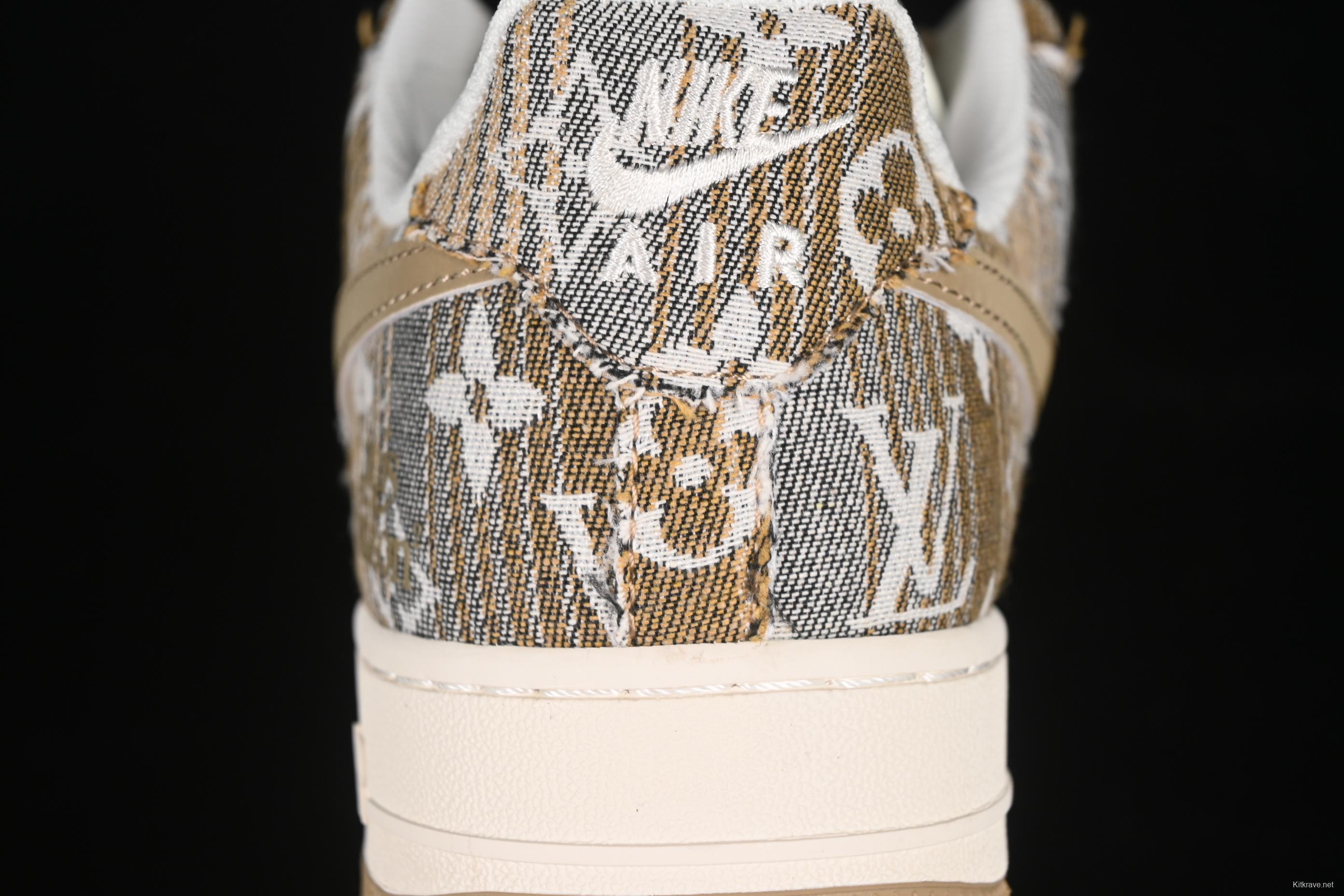 Nike Air Force 1'07 Low LV Collaboration Khaki Print Denim Casual Sneakers - XS1958-582