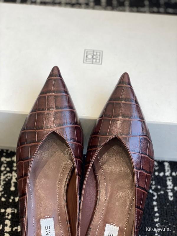 2025 Women Toteme Brown Leather Mule Shoes